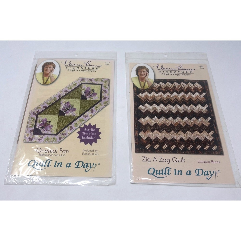 Eleanor Burns Quilt in a Day Patterns Lot of 2 Oriental Fan & Zig A Zag Quilt